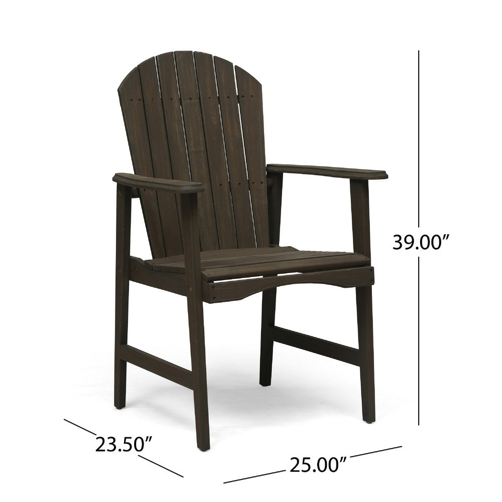 Benjara Pima Outdoor Dining Chair Set of 2, Adirondack Taupe Gray Acacia Wood