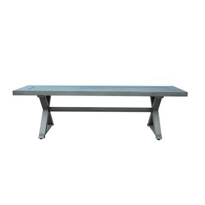 Benjara Jica Outdoor Dining Bench, X Shape Legs, Slatted Dark Gray Metal, 59 Inch