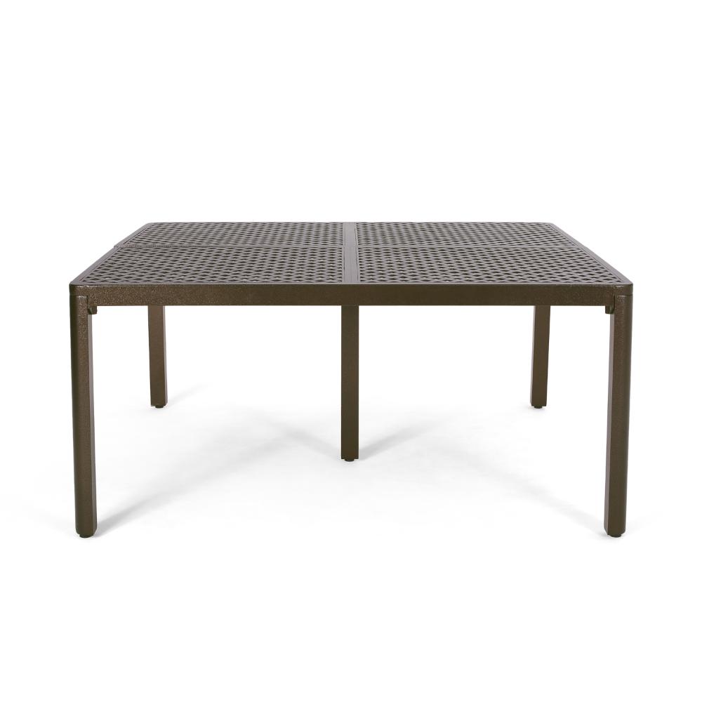 Benjara Riley Outdoor Dining Table, Glossy Black Metal Lattice, Square 61 Inch