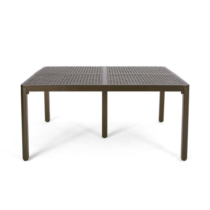 Benjara Riley Outdoor Dining Table, Glossy Black Metal Lattice, Square 61 Inch