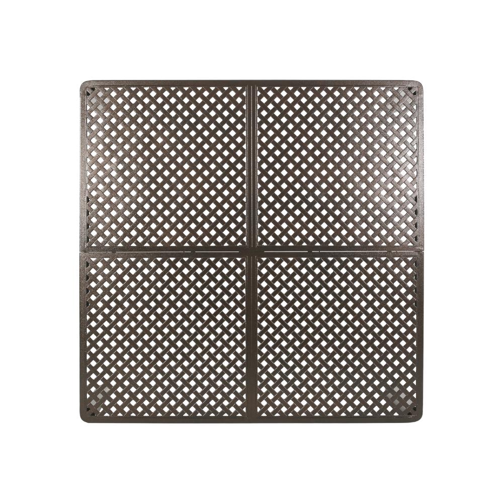 Benjara Riley Outdoor Dining Table, Glossy Black Metal Lattice, Square 61 Inch