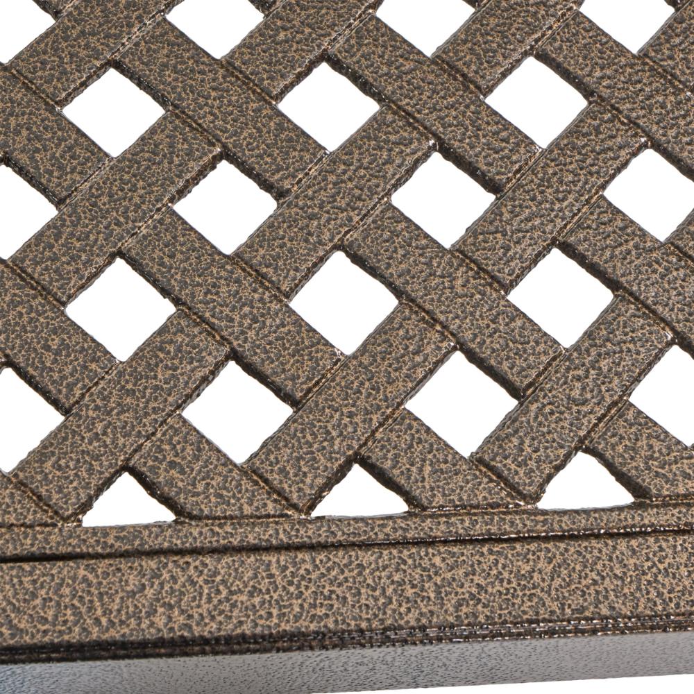 Benjara Riley Outdoor Dining Table, Glossy Black Metal Lattice, Square 61 Inch