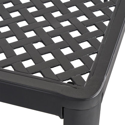 Benjara Riley Outdoor Dining Table, Square 61 Inch Matte Black Metal Lattice