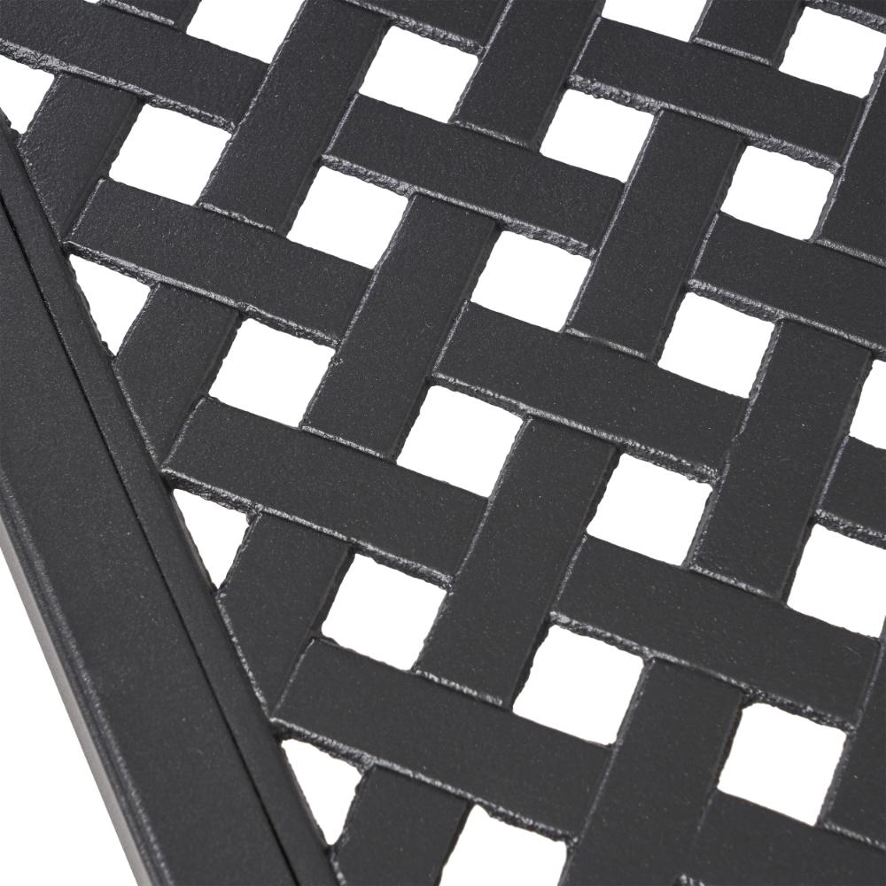 Benjara Riley Outdoor Dining Table, Square 61 Inch Matte Black Metal Lattice