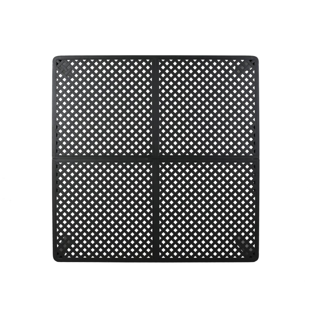 Benjara Riley Outdoor Dining Table, Square 61 Inch Matte Black Metal Lattice