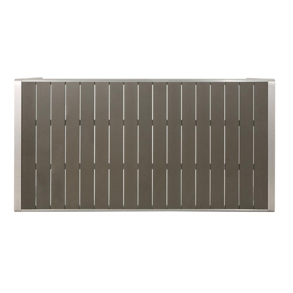Benjara Eoin Outdoor Dining Table, Rectangular 71 Inch Gray Faux Wood, Metal Frame