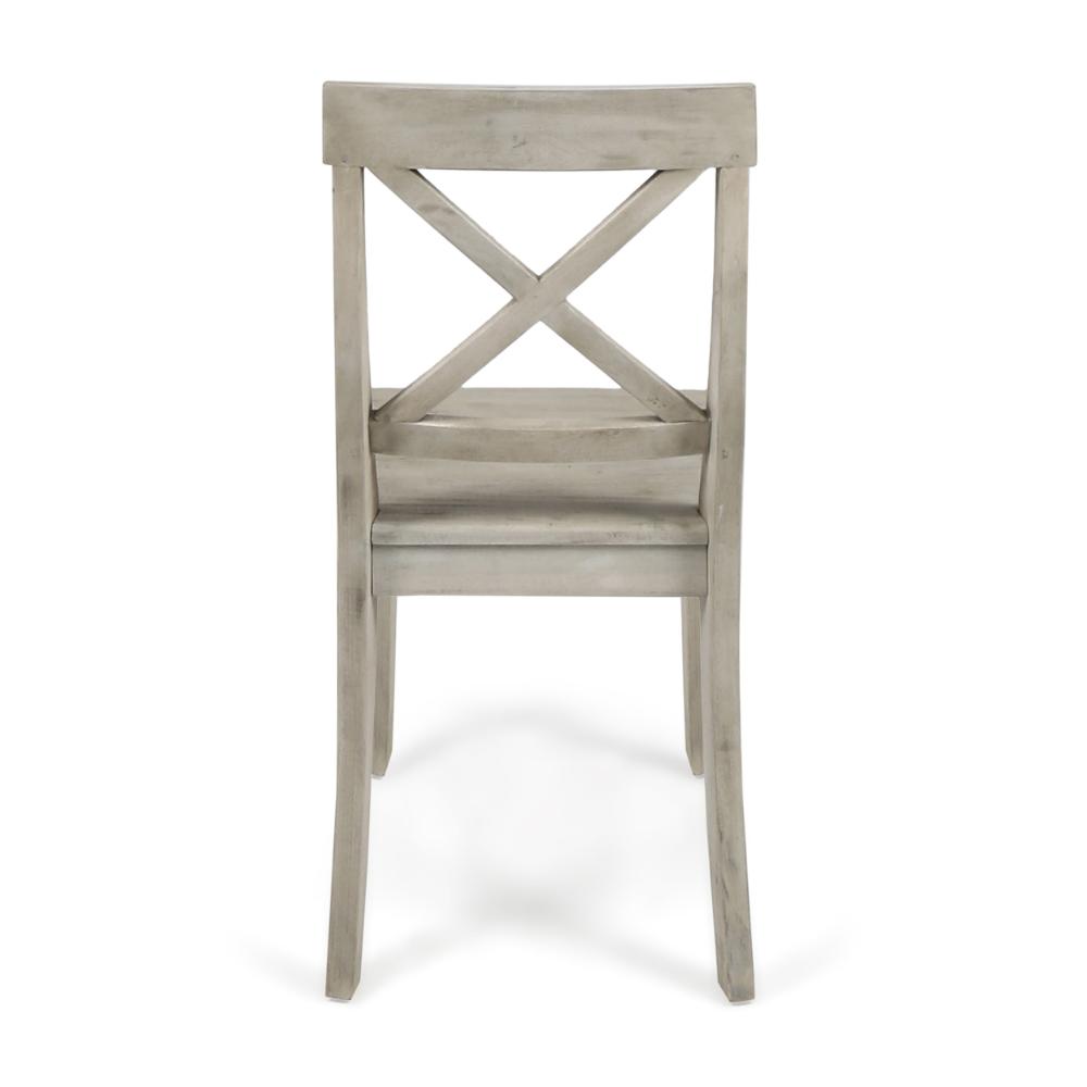 Benjara Ricks Dining Chair Set of 2, X Shape Back, Light Gray Acacia Wood Frame