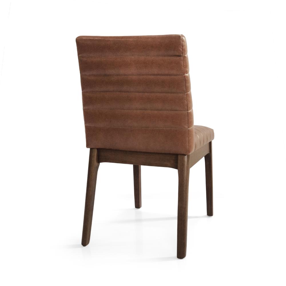 Benjara Lissa Dining Chair, Channel Stitching, Brown Polyester Cushions, Wood Legs