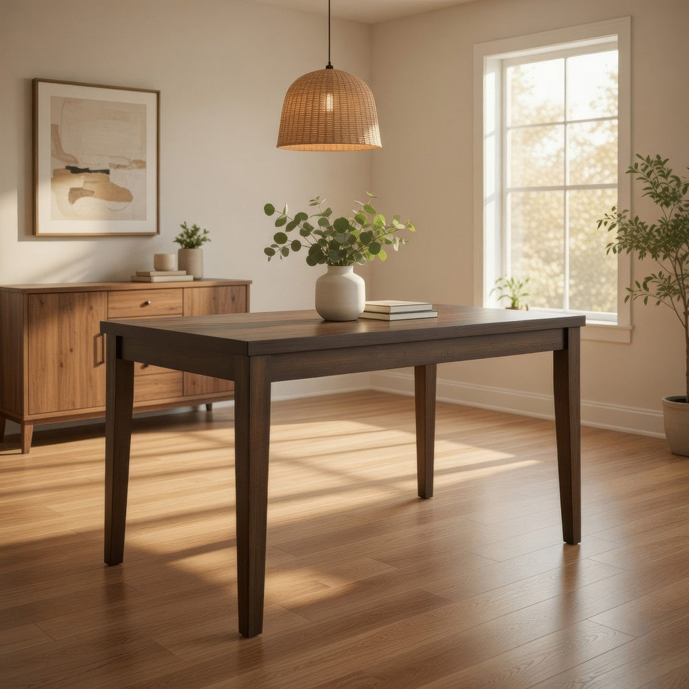 Benjara Kiyan Counter Height Dining Table, Brown Rubberwood, 59 Inch Rectangular