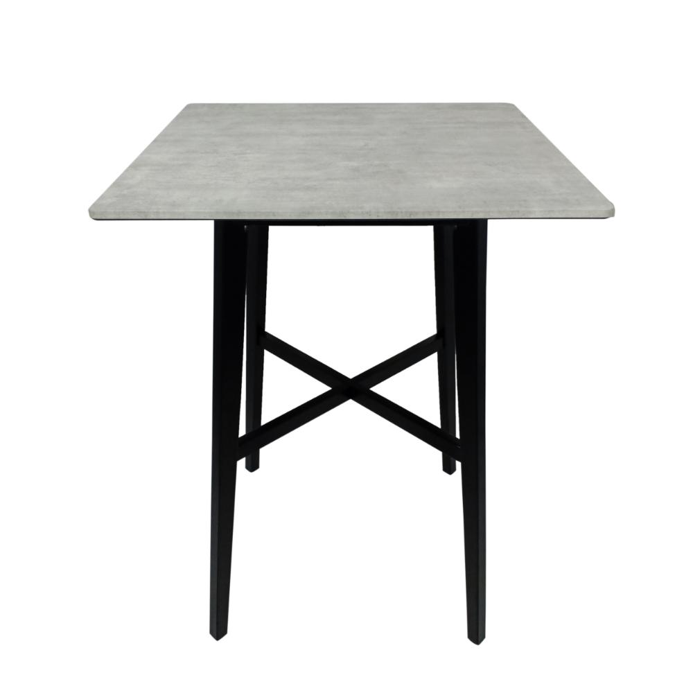 Benjara Ashi Bar Height Dining Table, 31 Inch, White Laminate, Black Wood Frame