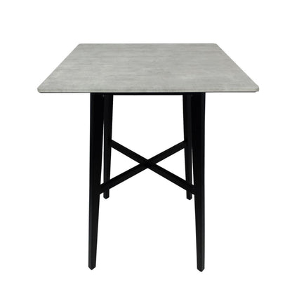 Benjara Ashi Bar Height Dining Table, 31 Inch, White Laminate, Black Wood Frame