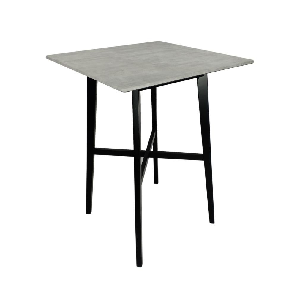 Benjara Ashi Bar Height Dining Table, 31 Inch, White Laminate, Black Wood Frame