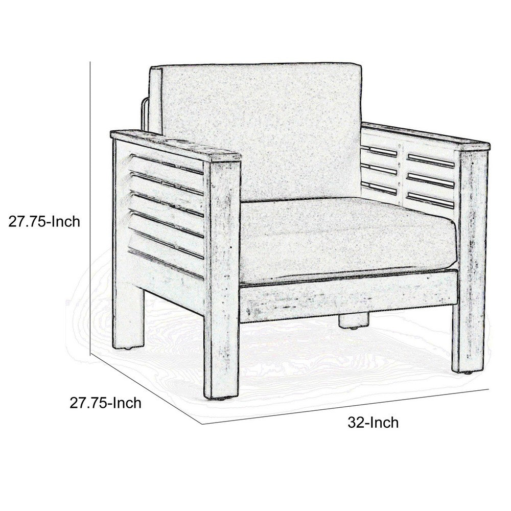 Benjara Siyal Outdoor Club Accent Chair Set of 2, Soft Dark Gray, Acacia Wood