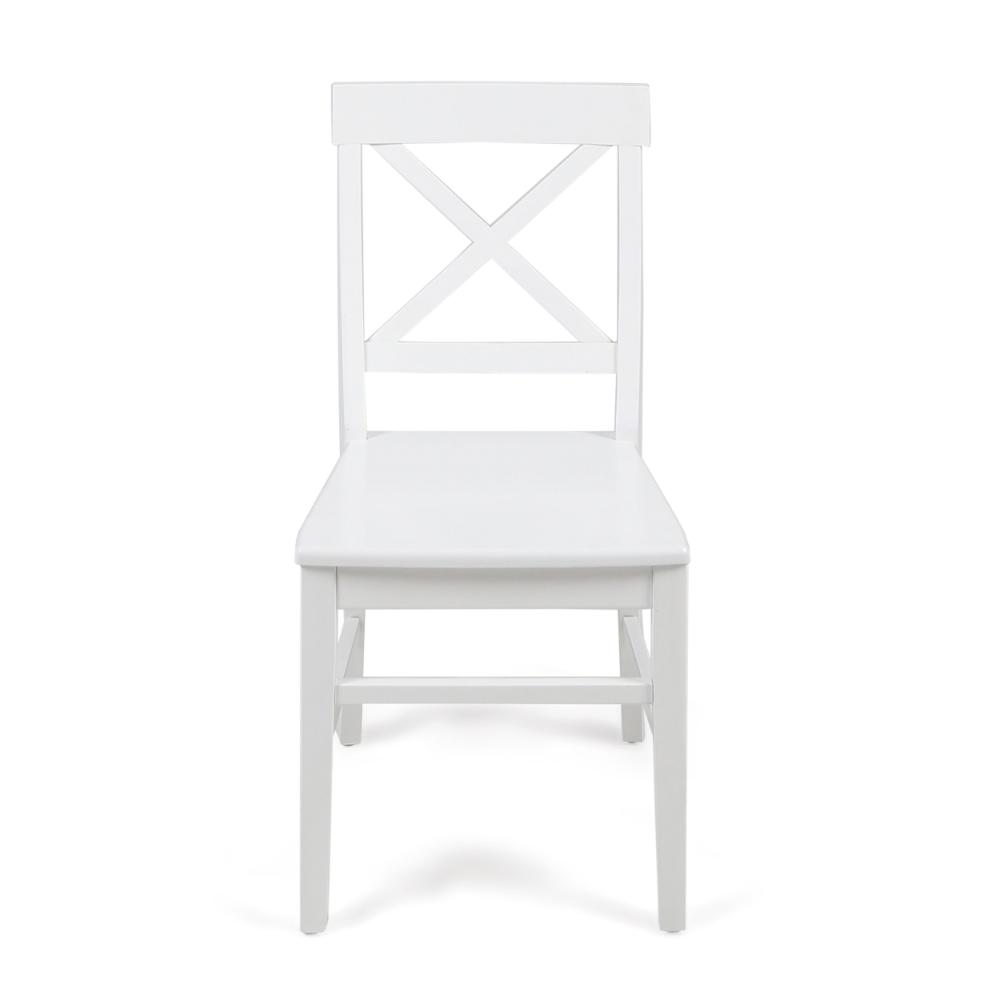 Benjara Ricks Dining Chair Set of 2, Crossed X Back, Curved Back Legs, White Wood