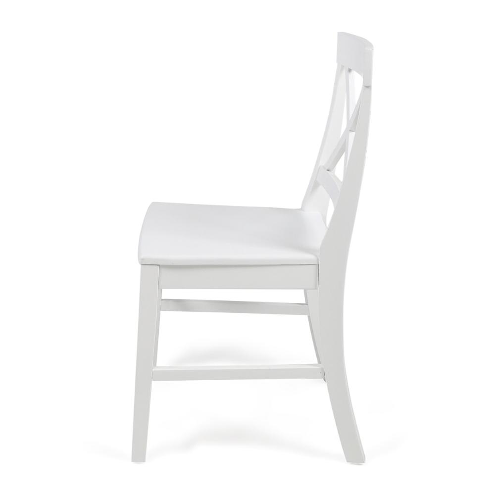 Benjara Ricks Dining Chair Set of 2, Crossed X Back, Curved Back Legs, White Wood