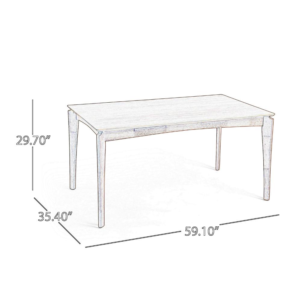 Benjara Jimi Dining Table, Brown Rubberwood, Tapered Legs, Rectangular 59 Inch