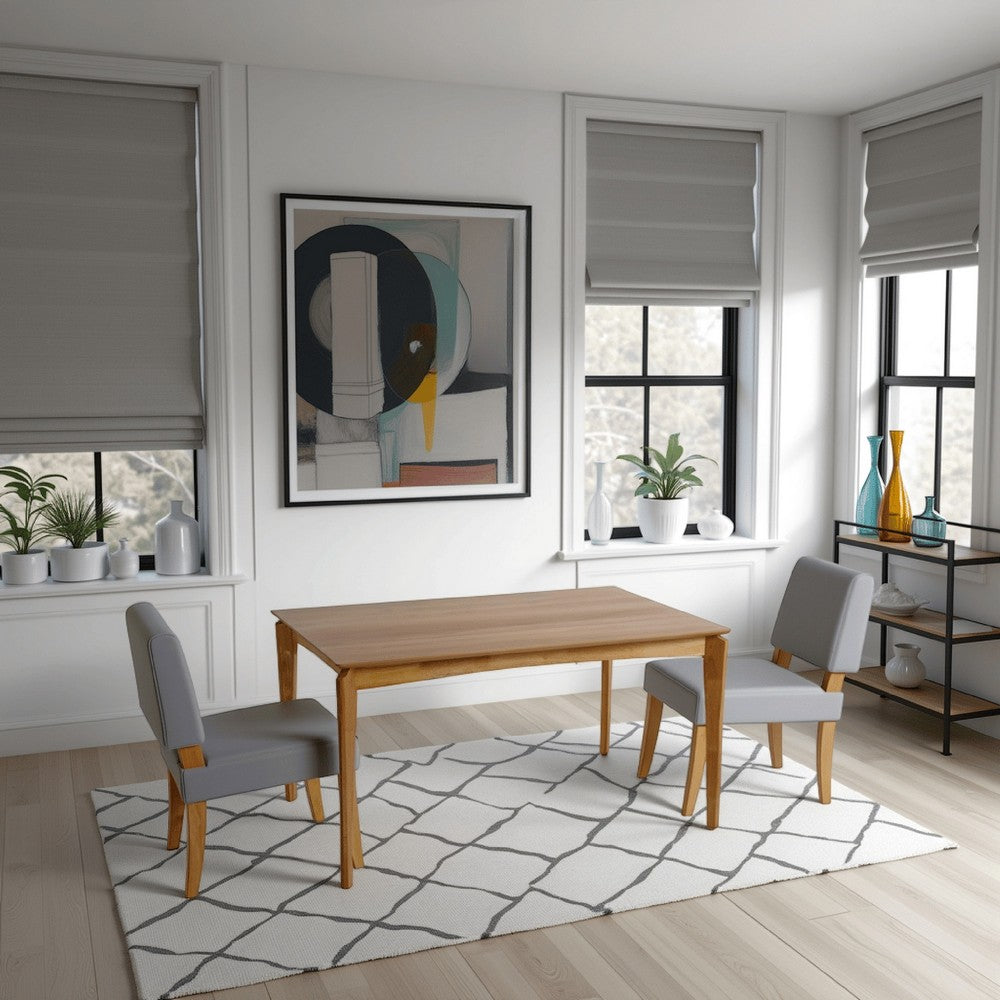 Benjara Jimi Dining Table, Brown Rubberwood, Tapered Legs, Rectangular 59 Inch