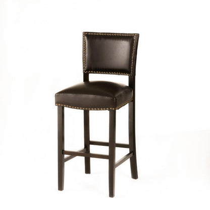 Benjara Alpha Barstool Chair Set of 2, Classic Brown Velvet, Rubberwood Frame