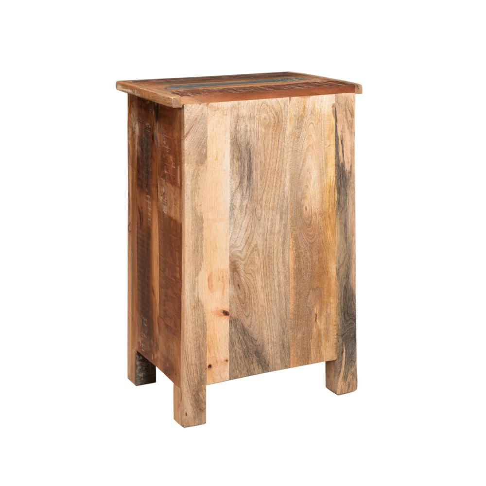 Benjara Cherry End Table, Distressed Painted Drawer And Cabinet, Brown Wood