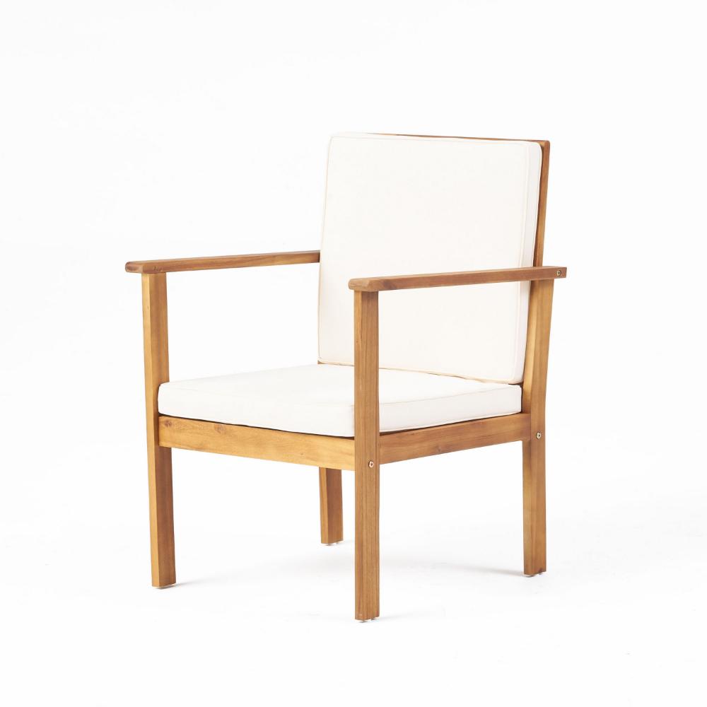 Benjara 3pc Set with 2 Outdoor Club Chairs And Coffee Table in Acacia Wood