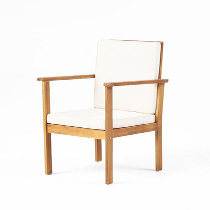 Benjara 3pc Set with 2 Outdoor Club Chairs And Coffee Table in Acacia Wood