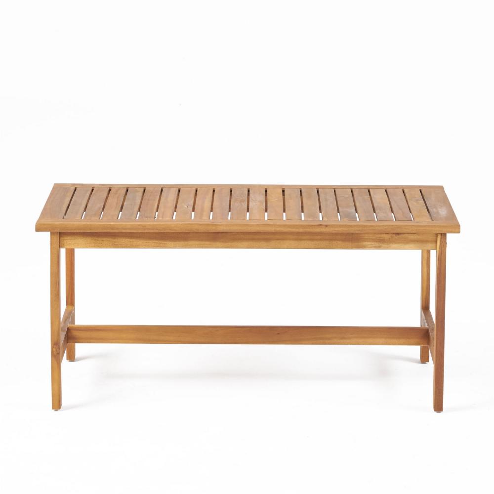 Benjara 3pc Set with 2 Outdoor Club Chairs And Coffee Table in Acacia Wood