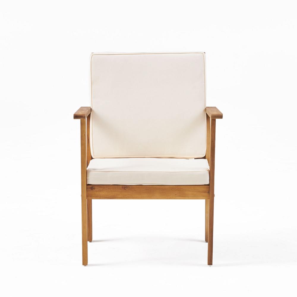 Benjara 3pc Set with 2 Outdoor Club Chairs And Coffee Table in Acacia Wood