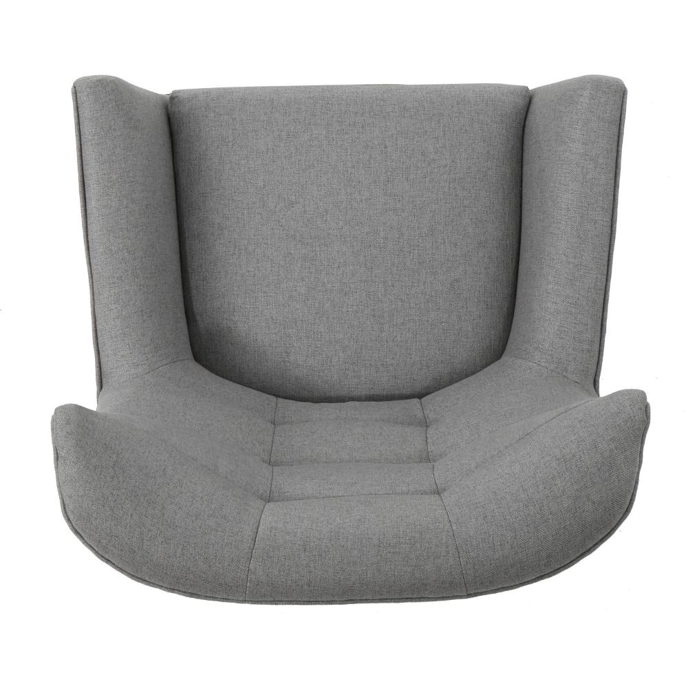 Benjara Ranie Accent Club Chair, Rubberwood Legs, Gray Button Tufted Polyester