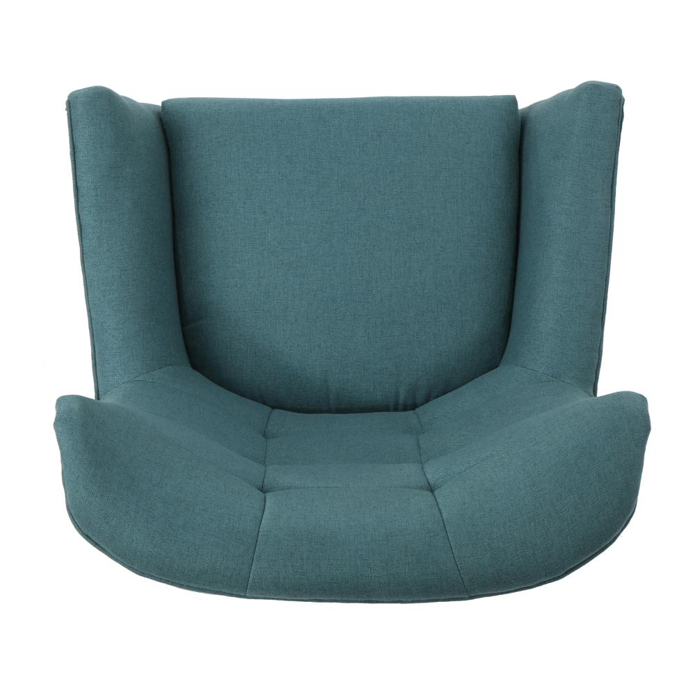 Benjara Ranie Accent Club Chair, Rubberwood Legs, Teal Button Tufted Polyester