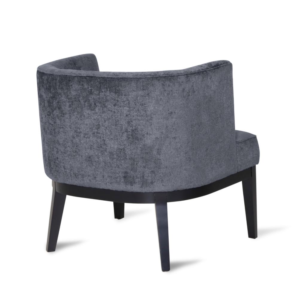 Benjara Addy Accent Chair, Black Rubberwood, Dark Gray Diamond Stitch Fabric