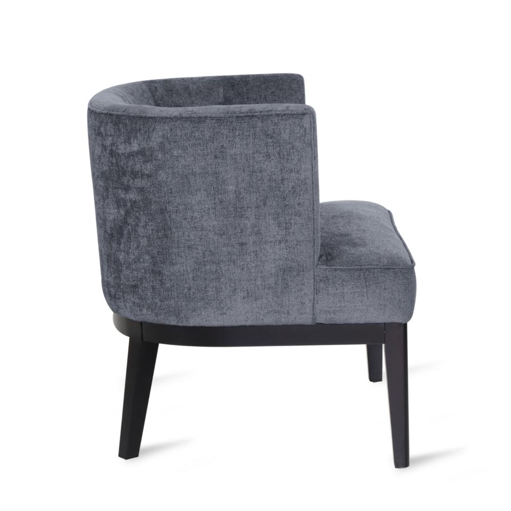 Benjara Addy Accent Chair, Black Rubberwood, Dark Gray Diamond Stitch Fabric