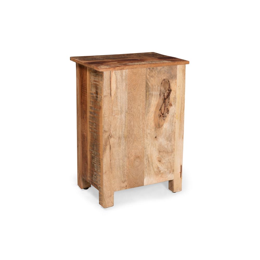 Benjara Side End Table, Storage, 25 Inch Black Metal, Natural Distressed Wood