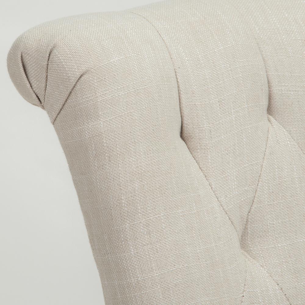 Benjara Chary Dining Chair Set of 2, Brown Wood, Light Beige Tufted Velvet
