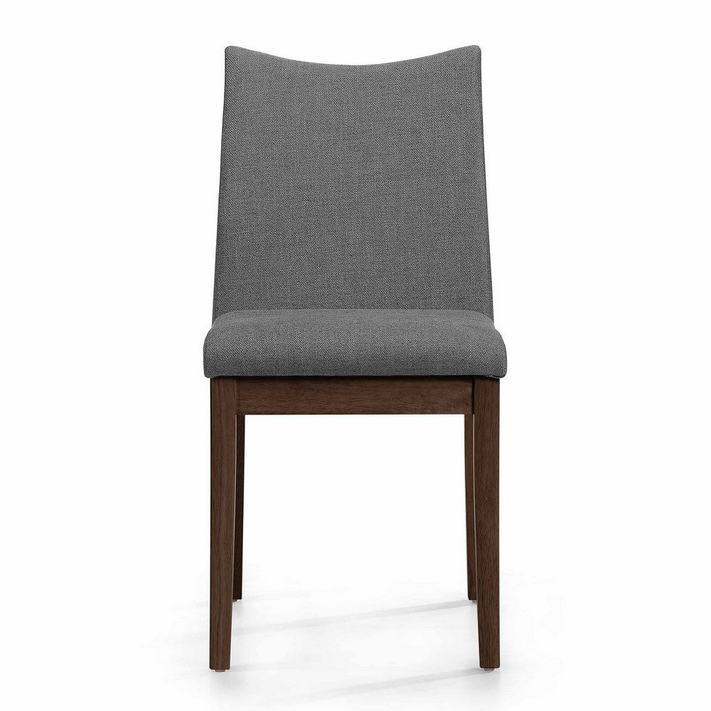 Benjara Heli Side Dining Chair, Set of 2, Curved, Gray Textured, Splayed Legs