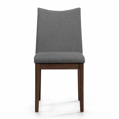 Benjara Heli Side Dining Chair, Set of 2, Curved, Gray Textured, Splayed Legs