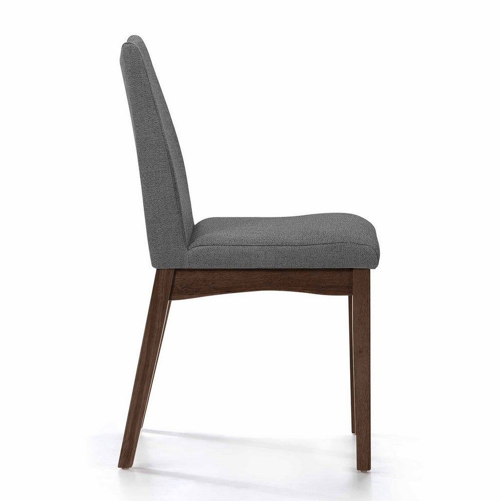 Benjara Heli Side Dining Chair, Set of 2, Curved, Gray Textured, Splayed Legs