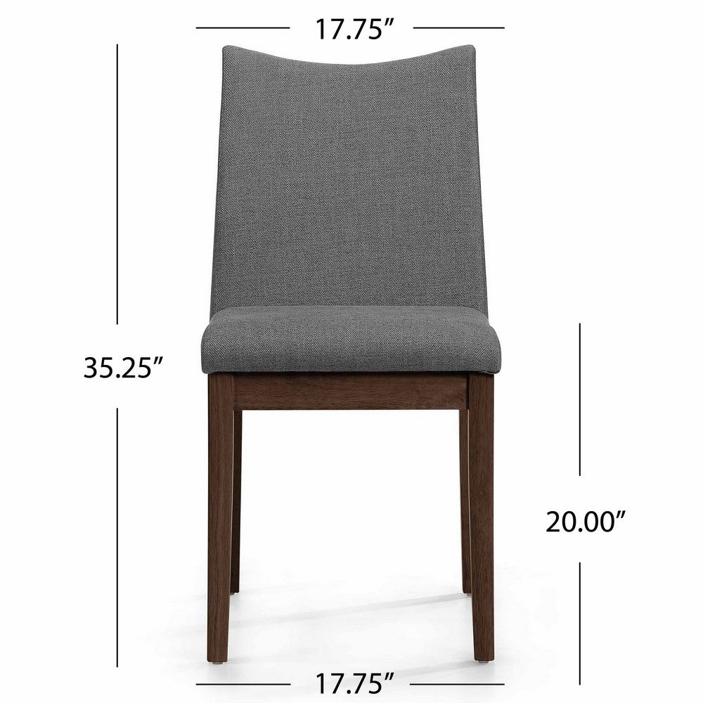Benjara Heli Side Dining Chair, Set of 2, Curved, Gray Textured, Splayed Legs