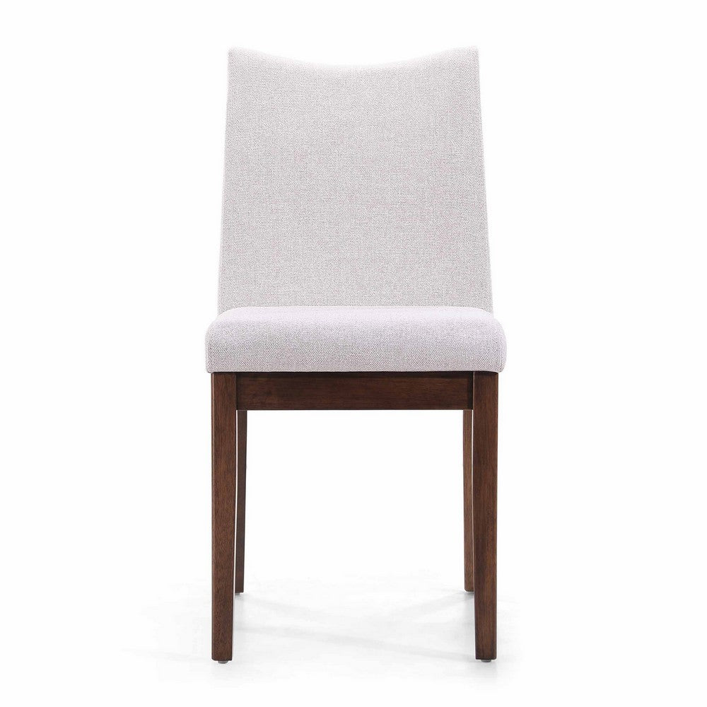 Benjara Heli Side Dining Chair, Set of 2, Curved, Beige Textured, Splayed Legs