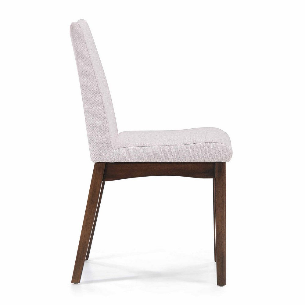 Benjara Heli Side Dining Chair, Set of 2, Curved, Beige Textured, Splayed Legs