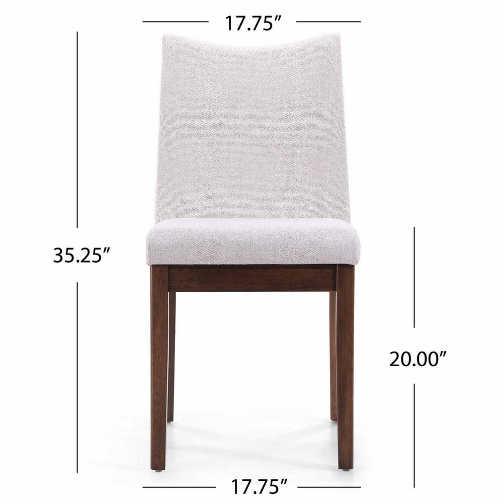 Benjara Heli Side Dining Chair, Set of 2, Curved, Beige Textured, Splayed Legs