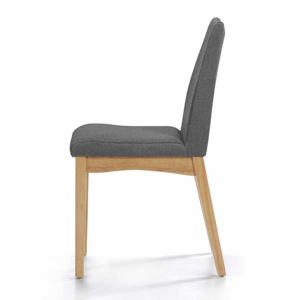 Benjara Heli Side Dining Chair, Set of 2, Curved, Dark Gray, Splayed Legs