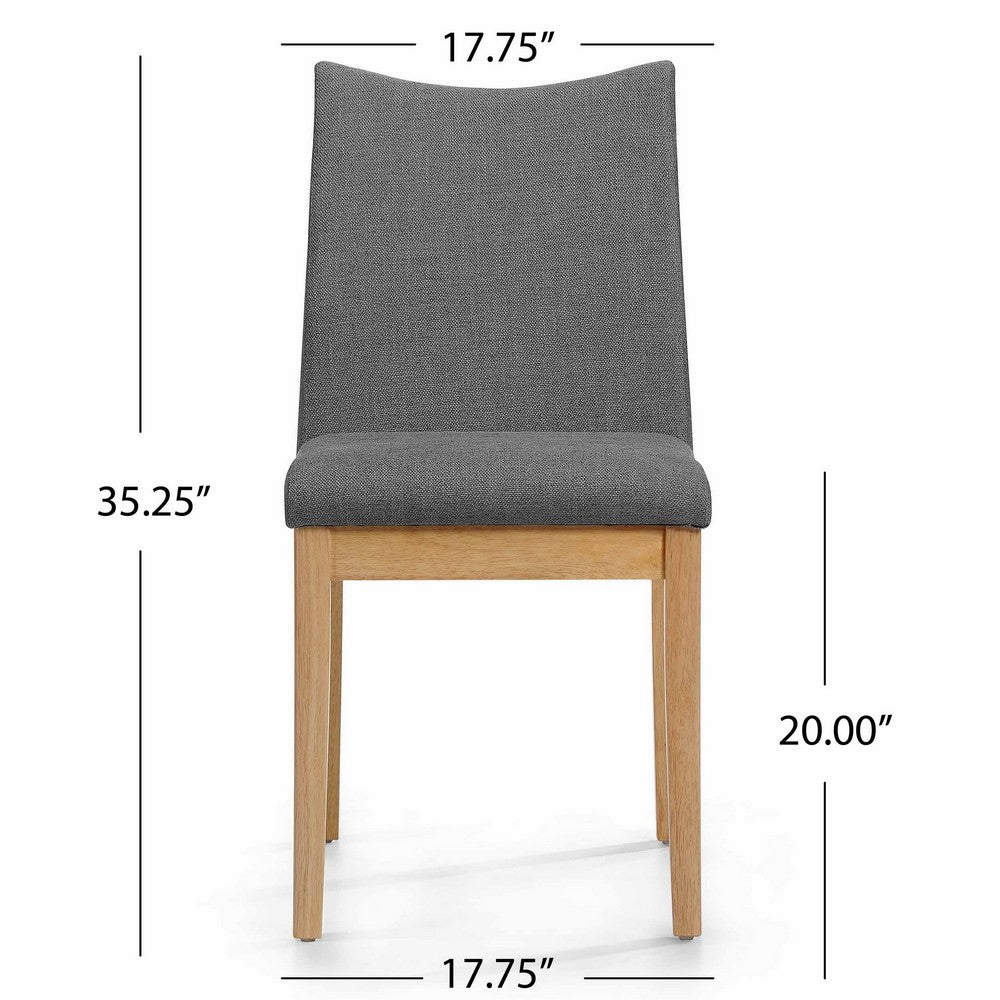 Benjara Heli Side Dining Chair, Set of 2, Curved, Dark Gray, Splayed Legs