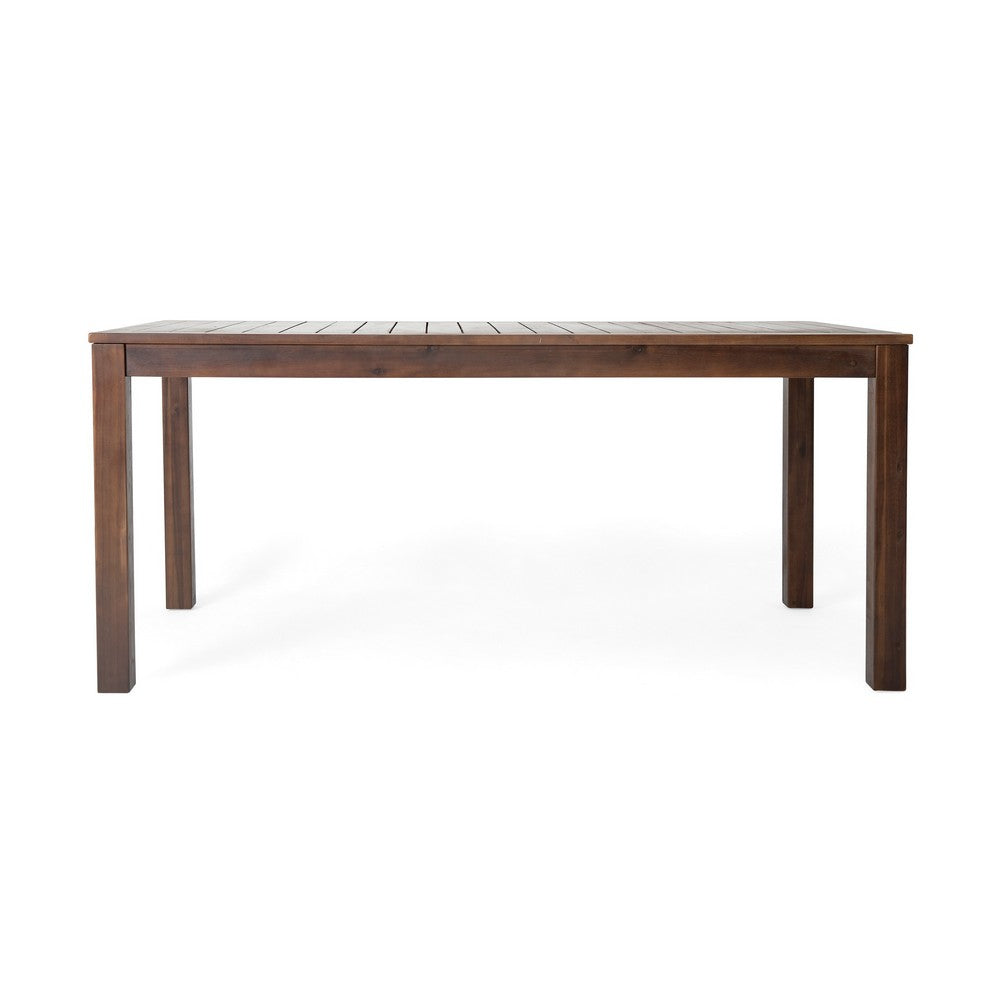 Benjara Feya Outdoor Dining Table, 69" Rectangular Top, Brown Acacia Wood
