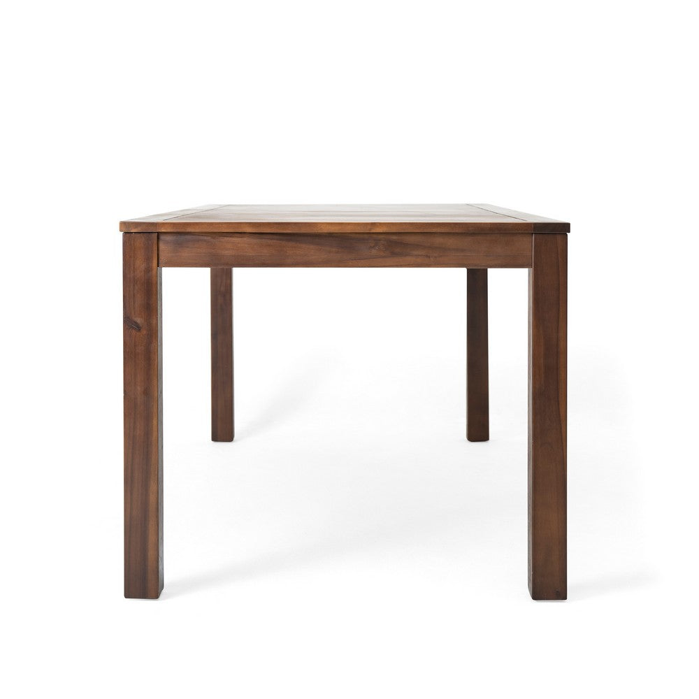 Benjara Feya Outdoor Dining Table, 69" Rectangular Top, Brown Acacia Wood