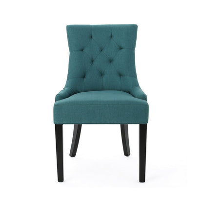 Benjara Chen Dining Chair Set of 2, 36 Inch Oval Shaped Padded Cushion, Teal