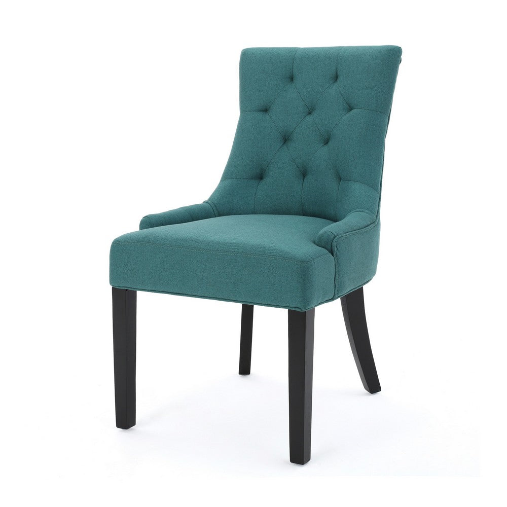 Benjara Chen Dining Chair Set of 2, 36 Inch Oval Shaped Padded Cushion, Teal