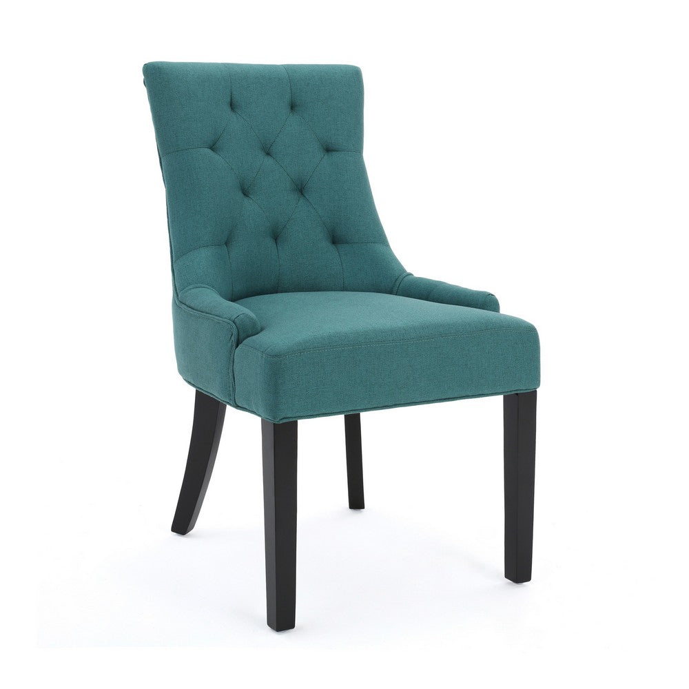 Benjara Chen Dining Chair Set of 2, 36 Inch Oval Shaped Padded Cushion, Teal