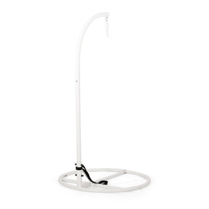 Benjara Hanging Hammock Chair Stand, 80 Inch Tall White Iron Frame Hanger Base