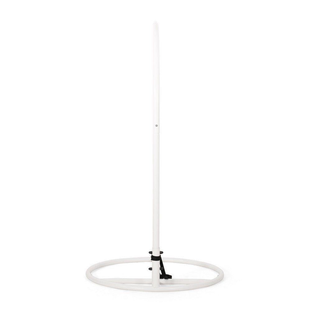 Benjara Hanging Hammock Chair Stand, 80 Inch Tall White Iron Frame Hanger Base