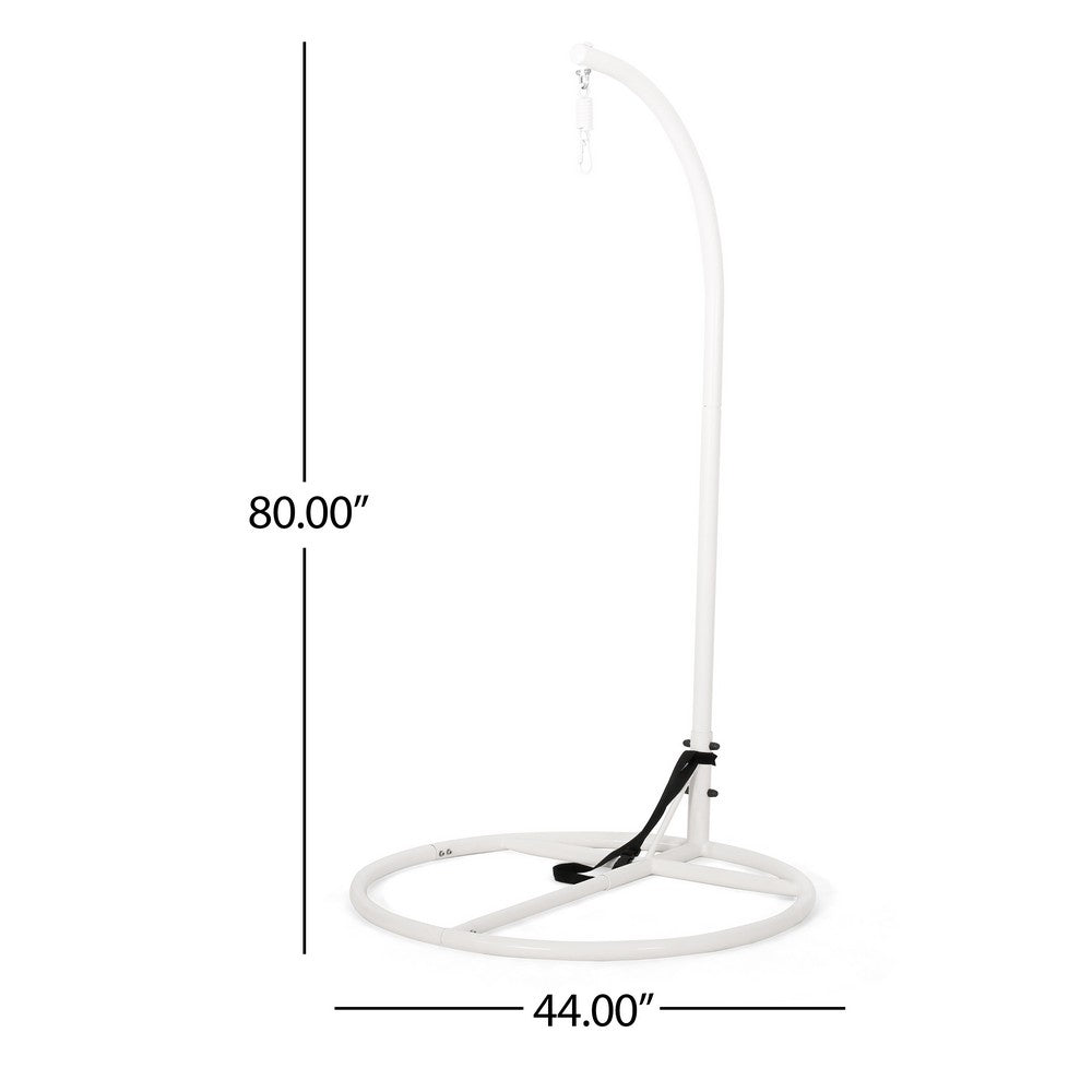 Benjara Hanging Hammock Chair Stand, 80 Inch Tall White Iron Frame Hanger Base
